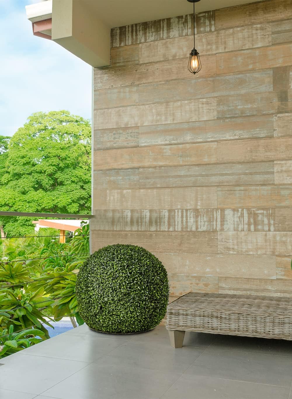 Serene Spaces Living Artificial Boxwood Topiary Ball, Real Looking Decorative Balls for Backyard, Balcony, Patio, Garden, Entryway, Wedding & Home Décor, Boxwood Sphere, 20" Diameter -