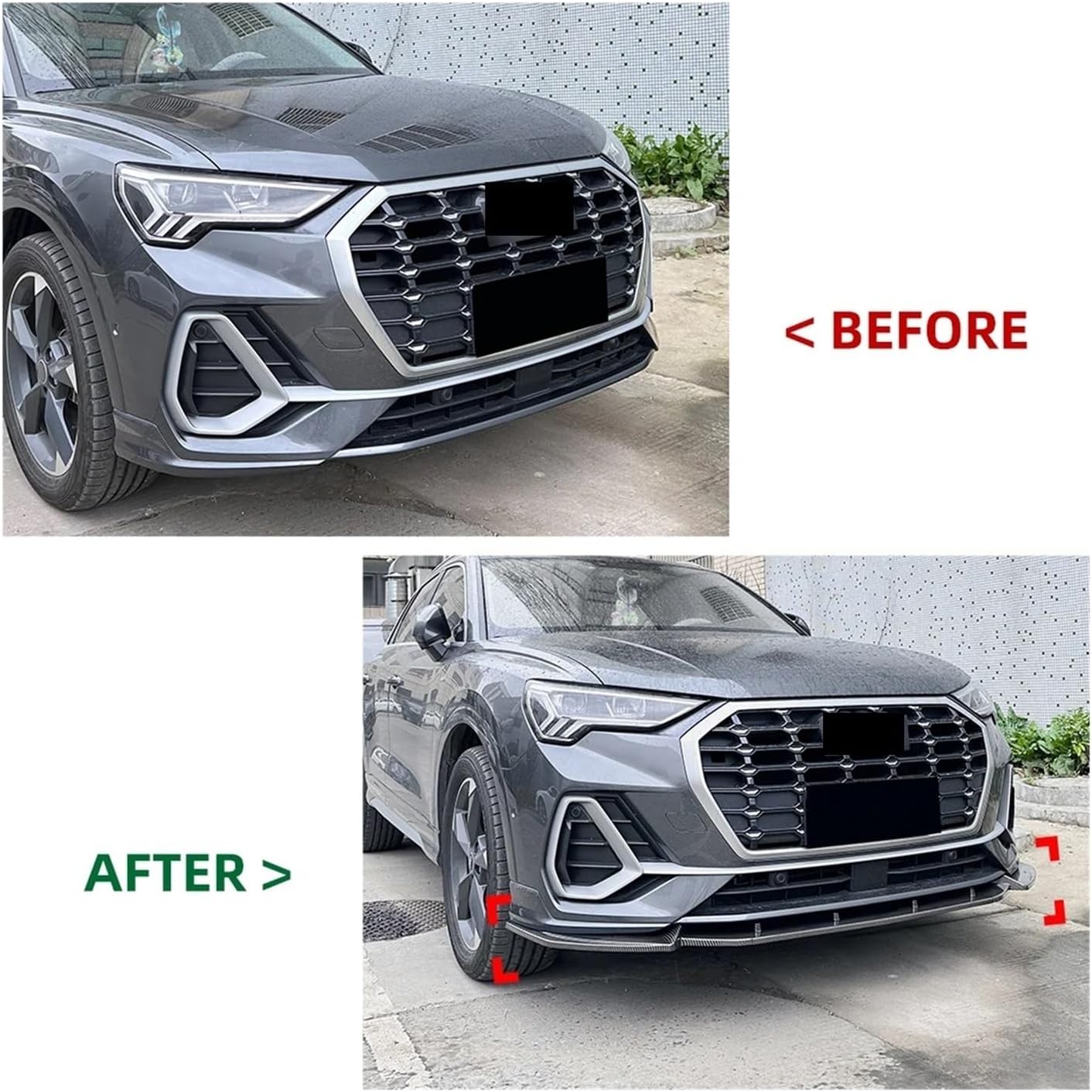 フロントバンパーリップスプリッターディフューザースポイラー Q3 F3 2019-2024 用ガードボディキットチューニンググロスブ