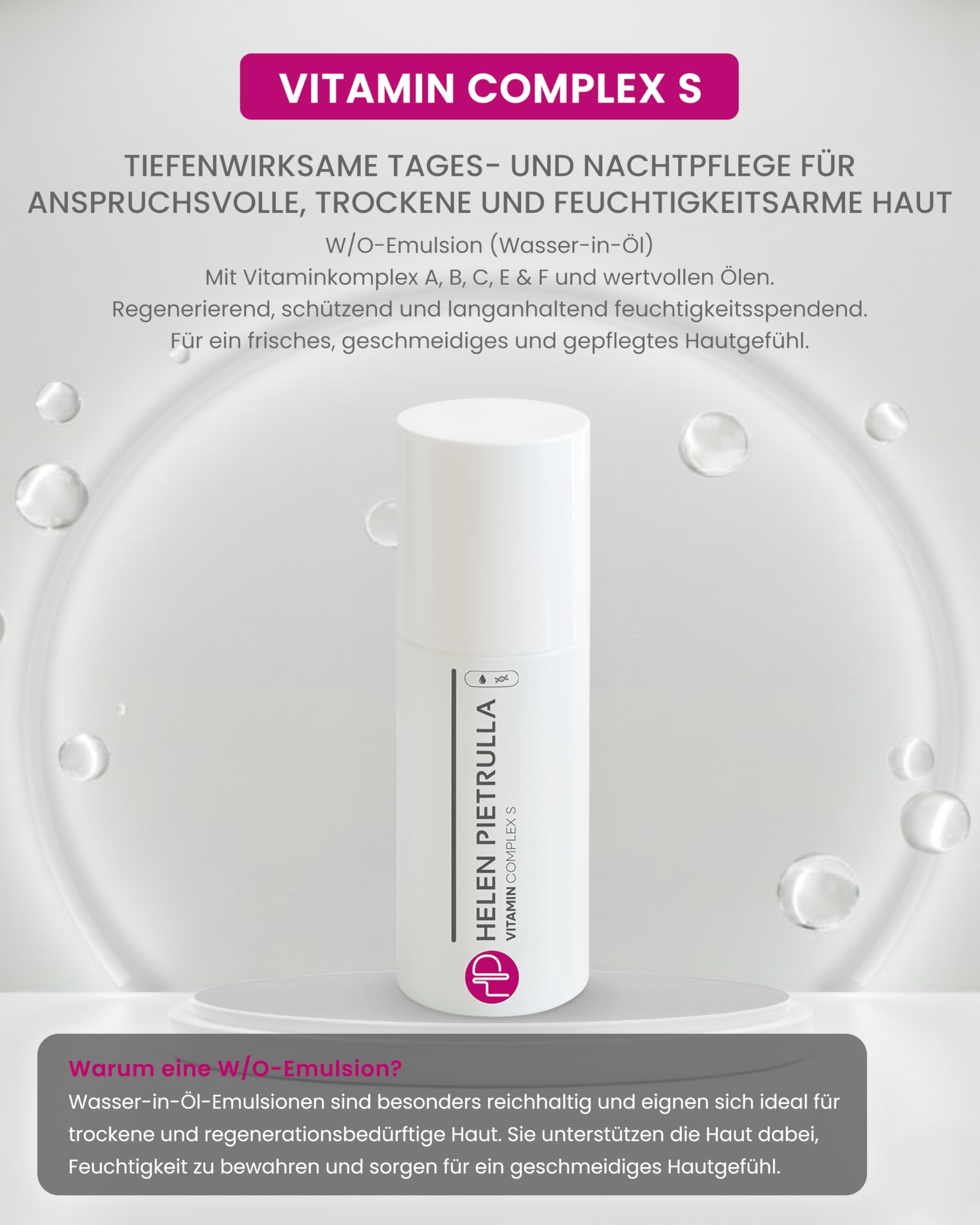 Helen Pietrulla – Vitamin Complex S 100 ml Gesichtscreme mit Vitamin A, C, E, F & wertvollen Ölen – Anti-Aging Tages- und Nachtpflege für trockene, anspruchsvolle Haut