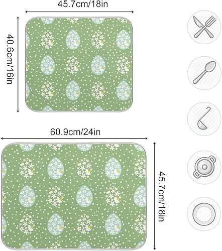 Miniatura 3 de Floral Easter Eggs Dish Mat Kitchen Counter Accessories Countertop Protector Heat Resistant Tapete Para Cocina 16'' x 18''