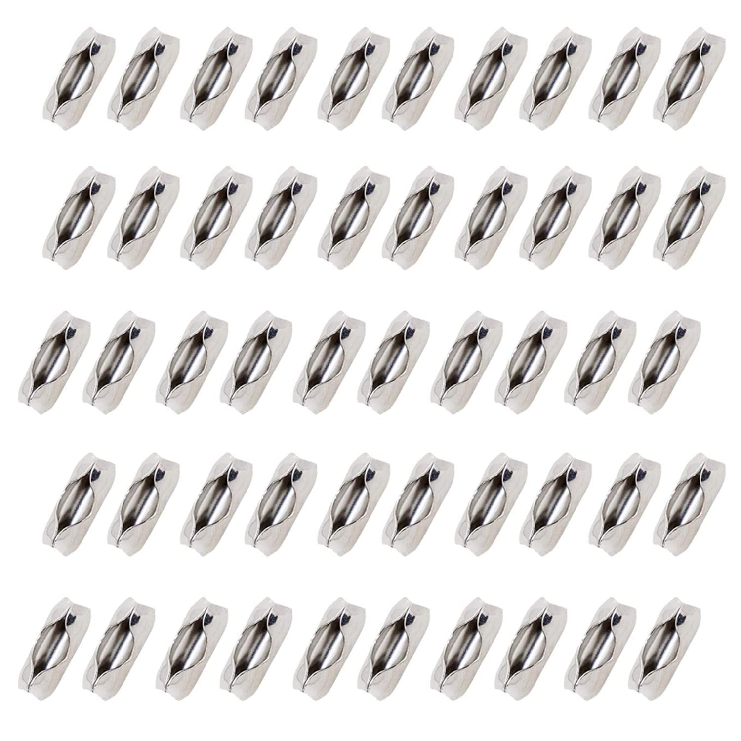 KASTWAVE Ball Chain Connector, 50 Pcs Replacement Vertical Roman Roller Blind Ball Chain Cord Connector Clips Stainless Steel Bead Ball Fastener for Repairing Fits for 2mm Bead Ball Chain