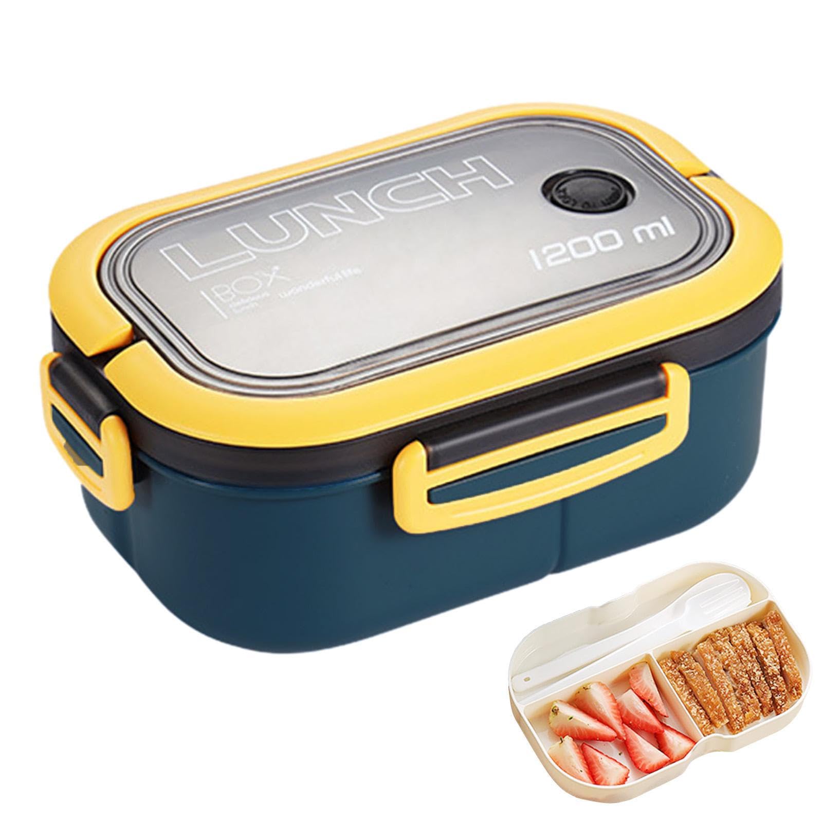 Rianpesn Lunch Containers | Lunch Box for Adults with 3 Compartments,2 Layers Lunch Container with High Temperature 1200ml for Travel, Home, Camping and School