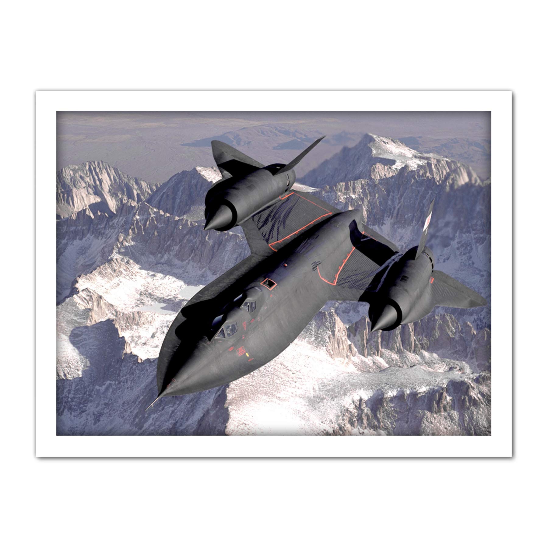 Military USA USAF SR-71B Blackbird Aircraft Photo Artwork Framed Wall Art Print 18X24 Inch