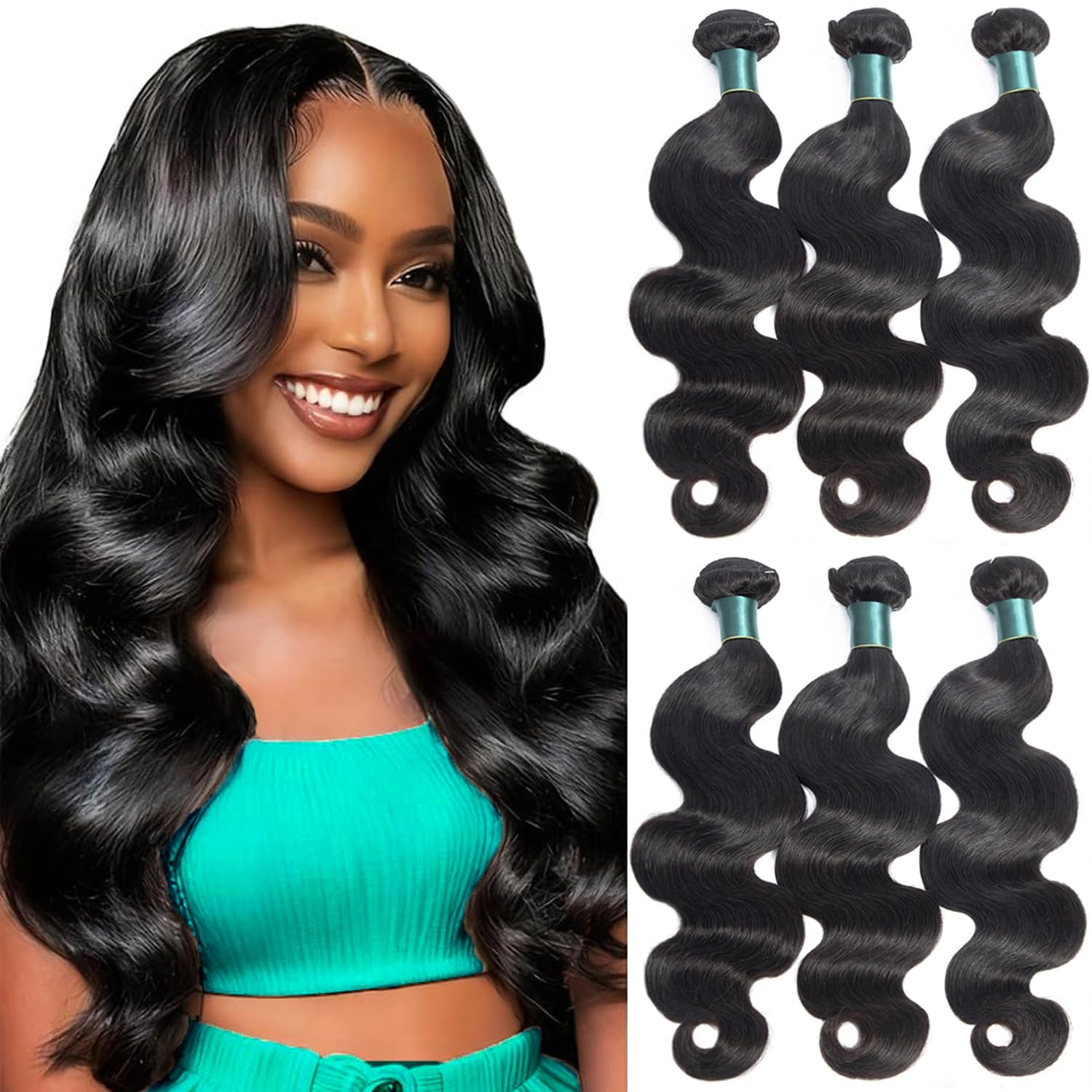 Superfect Human Hair Bundles 16 18 20 Inch Body Wave Bundles Human Hair 12A 100% Unprocessed Brazilian Virgin Hair Weave 3 Bundles Natural Black Color