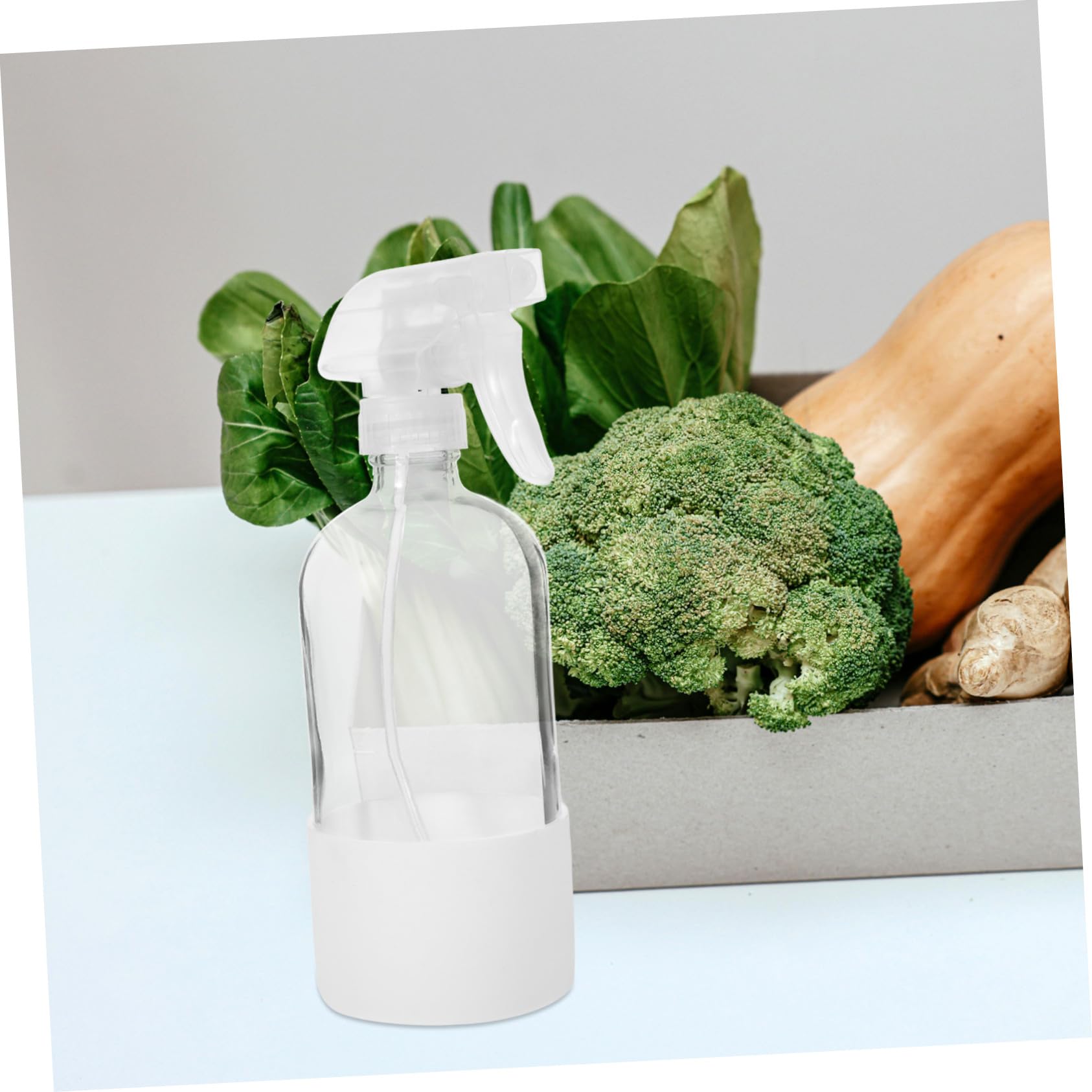 Mikinona Sprühflaschen Leicht und Handlich 500ml aus Glas mit Silikonschutz 2 Stück Weiße Feinnebel Wassersprühflaschen für Pflanzen und Haushalt