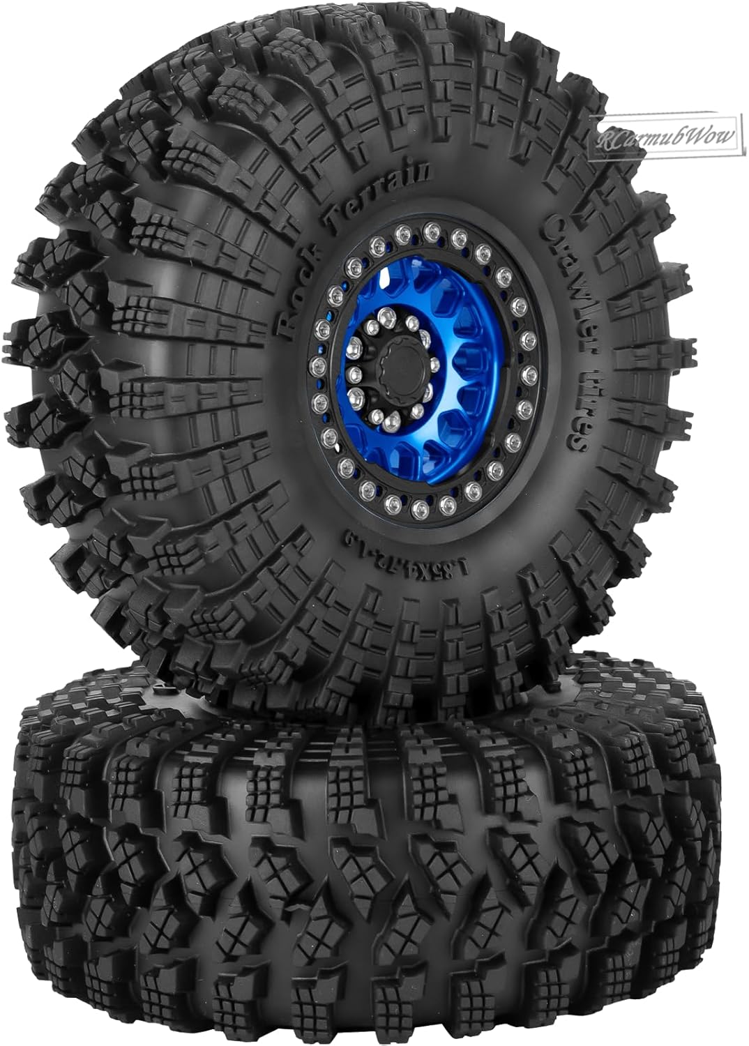 1.9" Beadlock Wheels and Tires 1.9 RC Tire Set for 1/10 SCX10 90046 TRX4 AX103007 TRX6 D90 Gen7 8 MST VS4-10 RC Crawler,1.9 Beadlock Rubber Tyre Alloy Wheel Rims &Ring,Navy Blue w/Black
