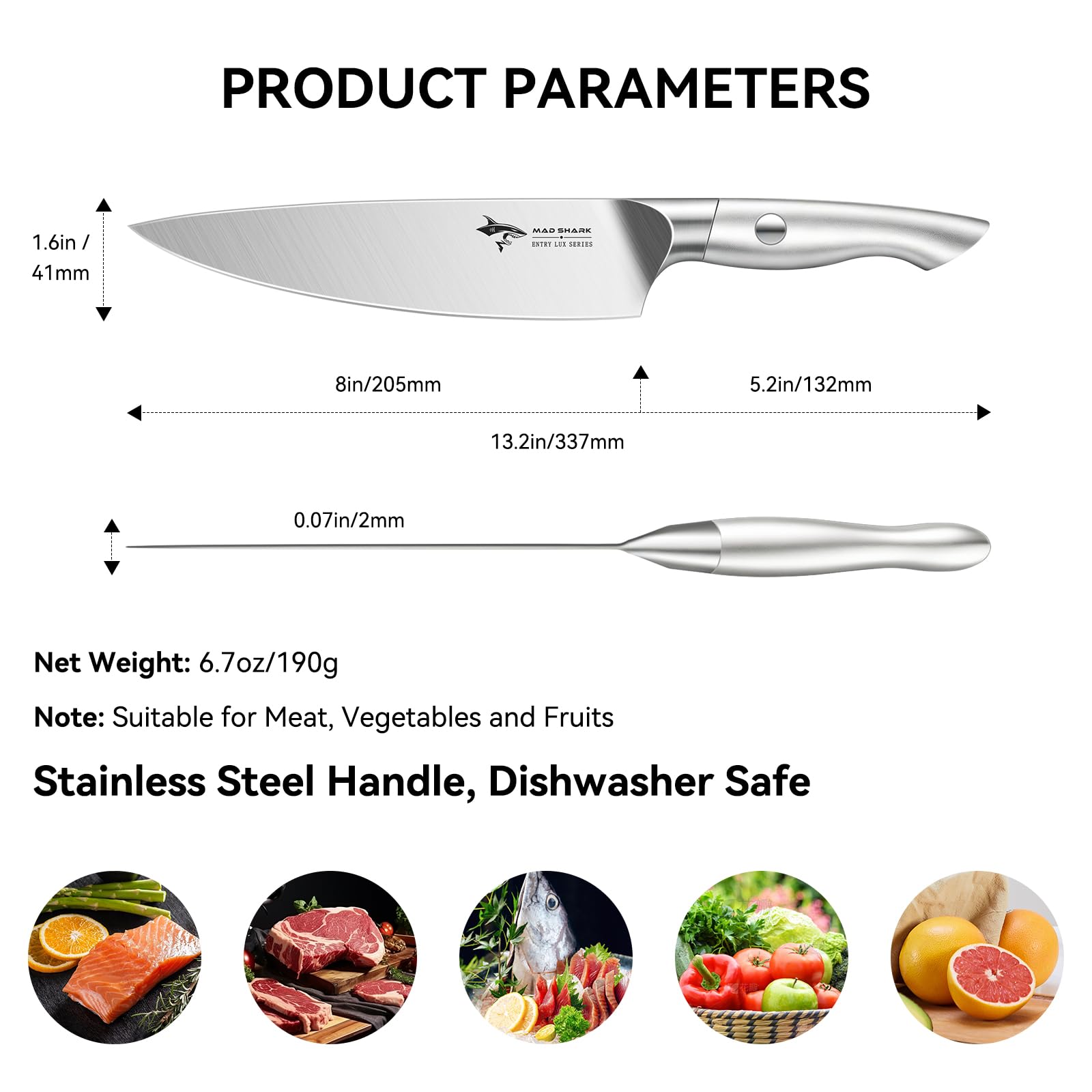 MAD SHARK 8 Inch Chef Knife, Professional Ultra Sharp Kitchen Knife — Amazon image 5