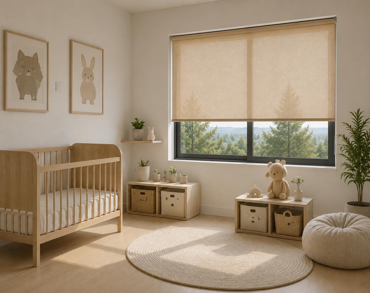 Estoralis Gove Store Enrouleur Tamisant Lisse, Polyester, Beige Foncé, 150 x 230 cm