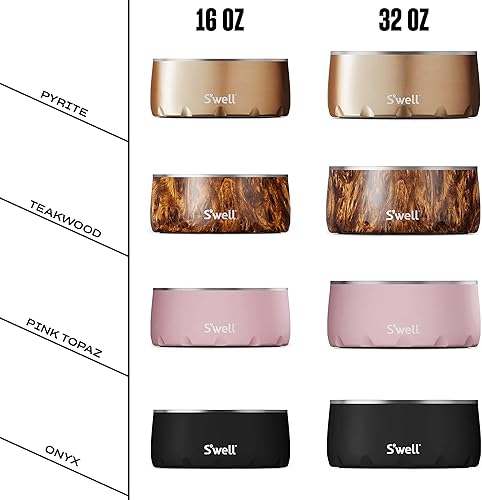 Miniatura 5 de S'well Cuenco de acero inoxidable para perros de tamaño mediano a grande, 32 onzas, ónix, diseño antideslizante y sin derrames, con parte inferior