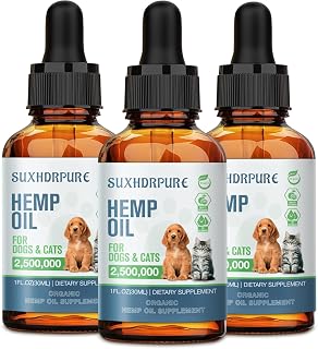 Hemp Oil for Dogs and Cats - Helps with Anxiety Pain Stress Sleep Arthritis Seizures Aggressive Relief - Support Hip Joint Health - Hemp Oil Drops Calming Treats (3 Pack)