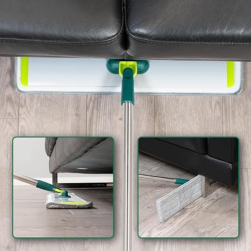 Miniatura 7 de Pine-Sol Mopa plana de microfibra  Herramienta de limpieza de suelos húmedos y secos con 2 almohadillas reutilizables  Multisuperficie para quitar