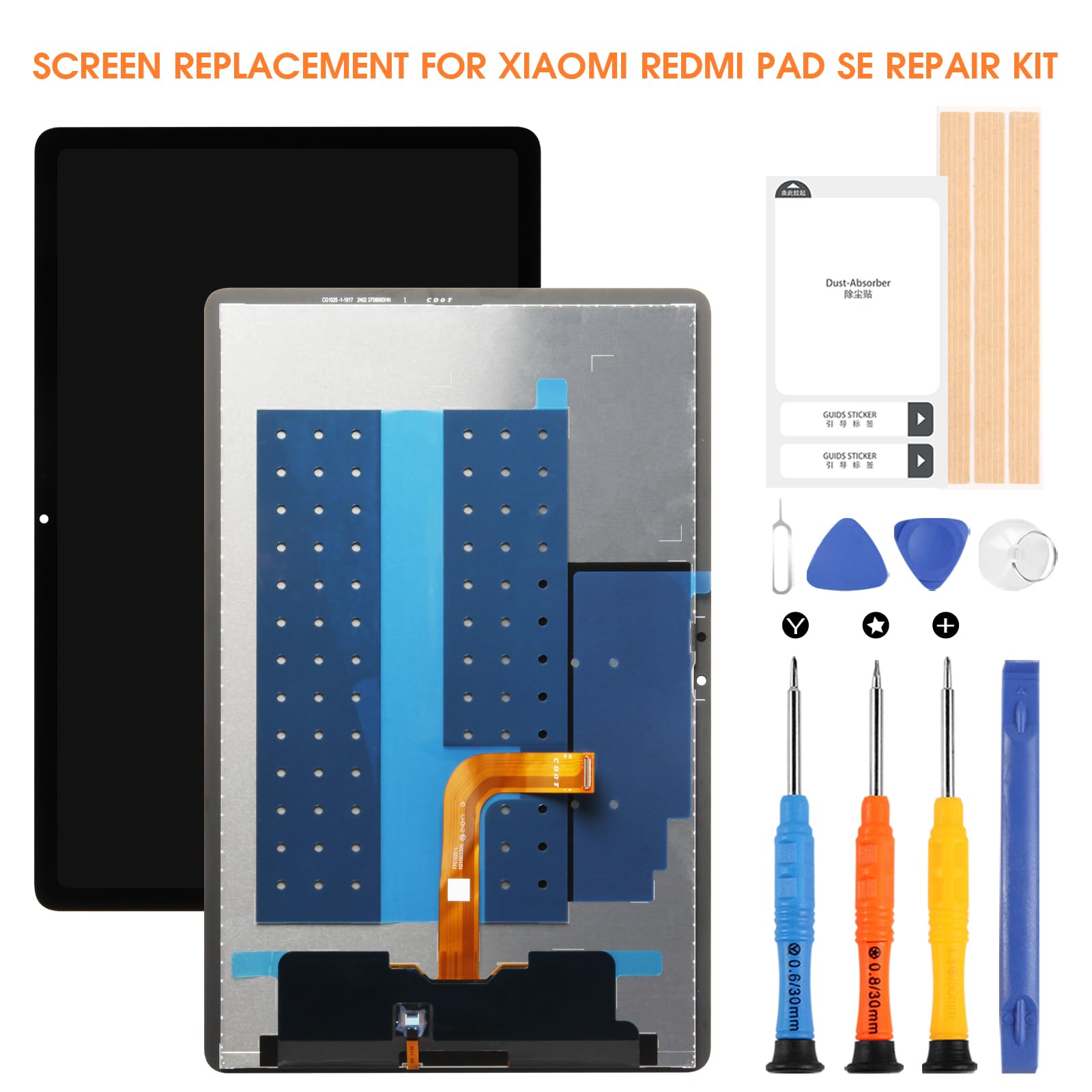 Schermo LCD per Xiaomi Redmi Pad SE Display LCD per Xiaomi Redmi Pad SE 23073RPBFG 11" Schermo di Ricambio Touch Screen Assemblea con Riparazione Kit, Nero