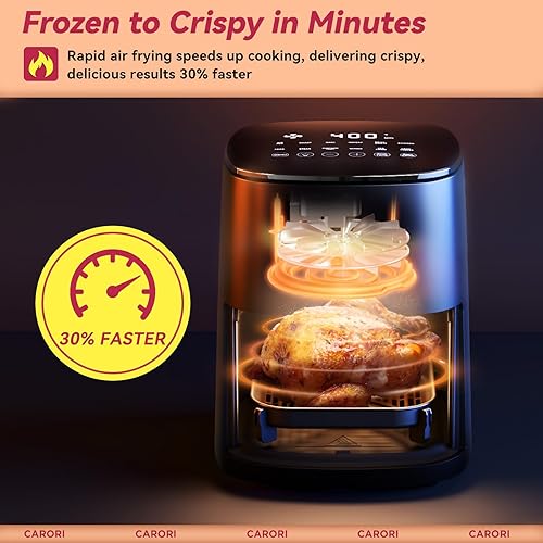 Miniatura 3 de Freidora de Aire con 12 Preajustes y Ventana de Visualización, Gran Capacidad de 6Qt, Máximo 400 para Dorar, Freidora de Aire, Hornear, Asar,