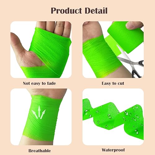 Miniatura 4 de 4 piezas de cinta de espuma para debajo de la envoltura deportiva, cinta atlética para codo, tobillos, muñecas, manos y rodillas (rojo, azul,