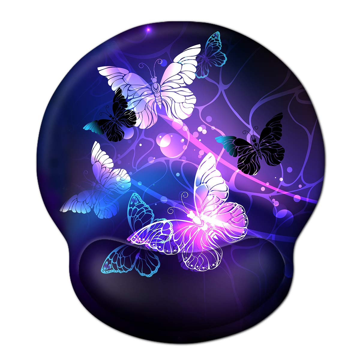 ToLuLu Ergonomic Mouse Pad Wrist Rest Support, Gel Mouse Pads with Non Slip Rubber Base Memory Foam Mousepad, Mouse Wrist Rest Pad for Laptop Computer Home Office Working Pain Relief, Art Butterflies