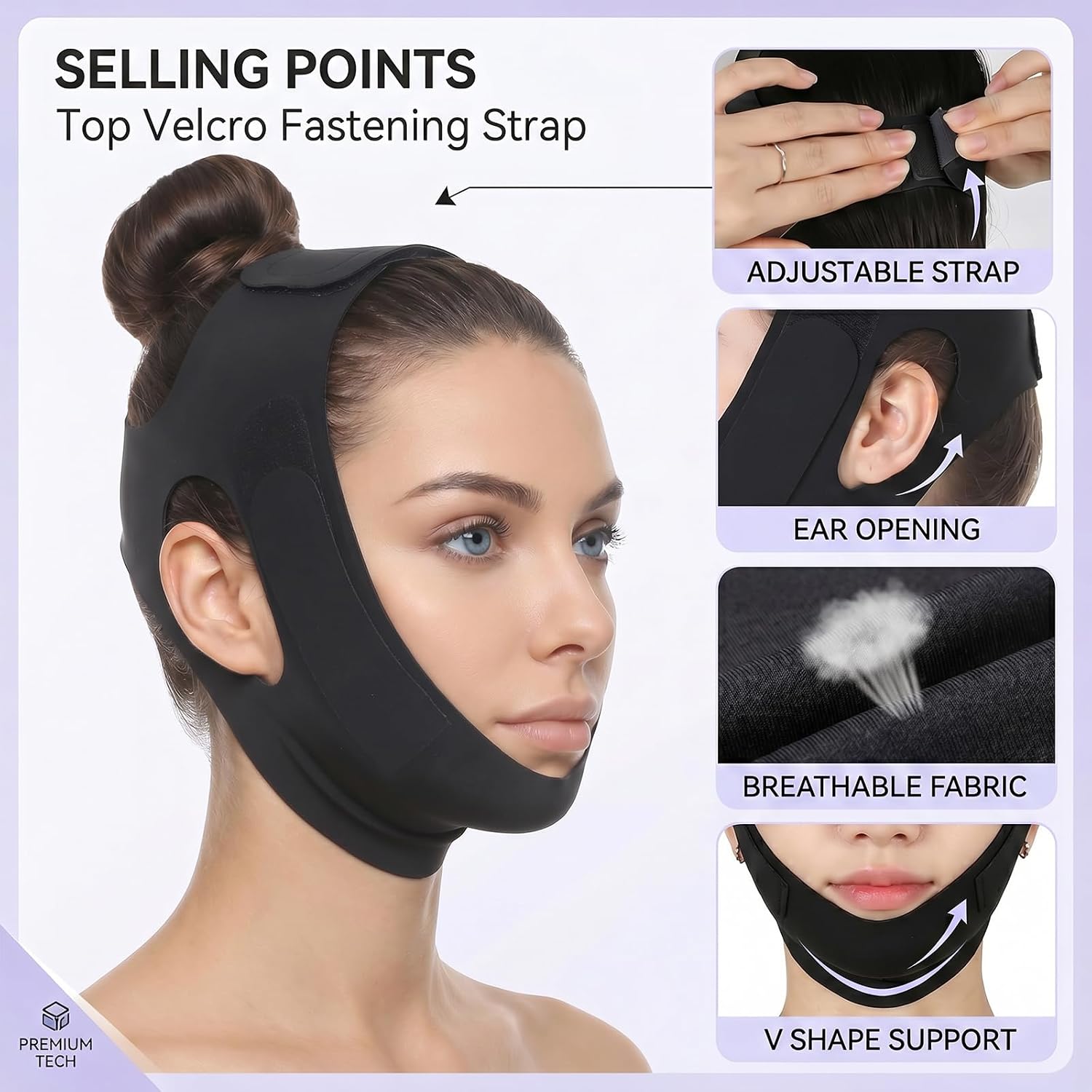 Chin Strap for Sleeping, Reusable V Line Lifting Mask, Jawline Exerciser for Women