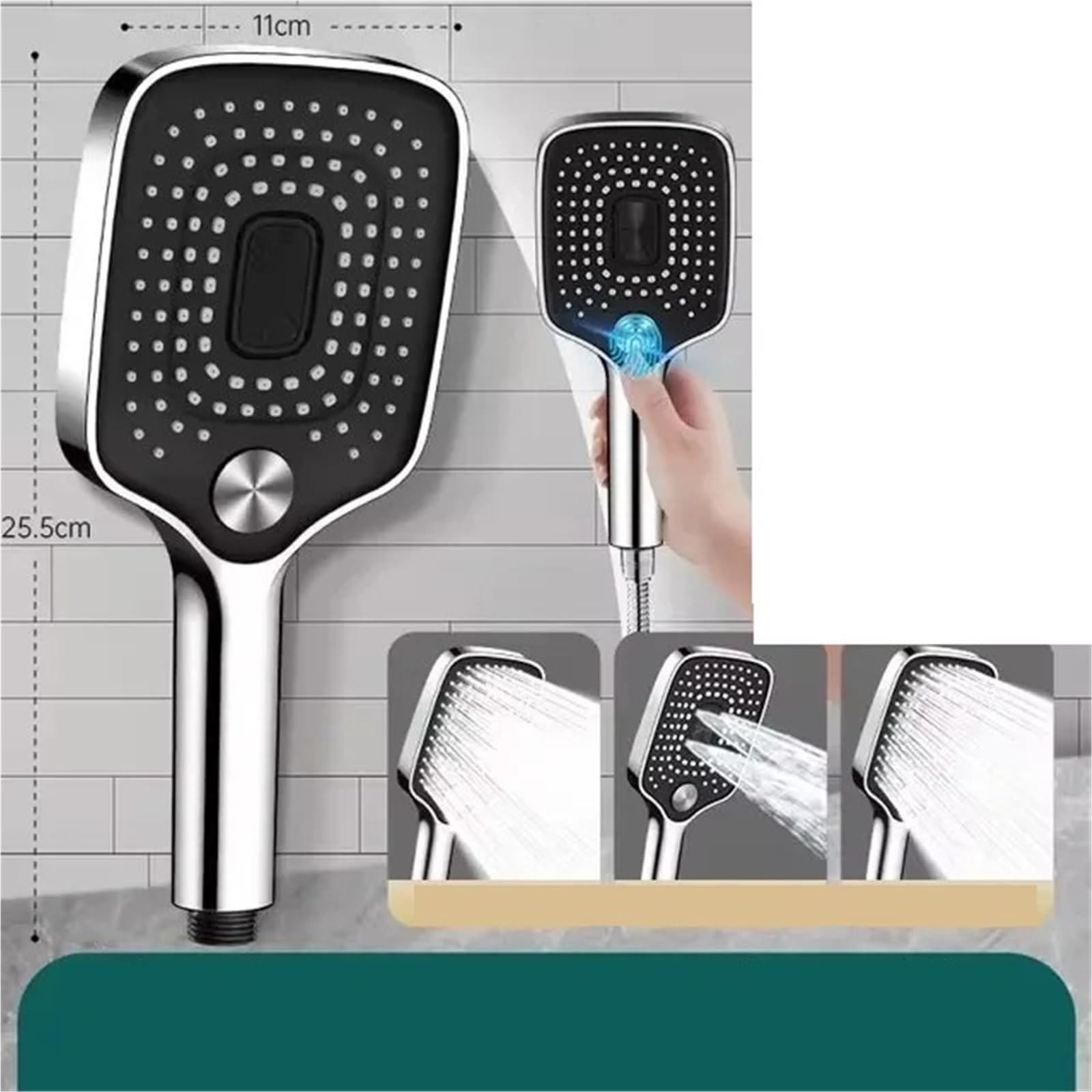 Cabezal de ducha lluvia con rociador superior a presión 36 cm, cabezal mayor caudal, juego ahorro agua giratorio Cabezal de Ducha Lluvia(Top Shower Grey)
