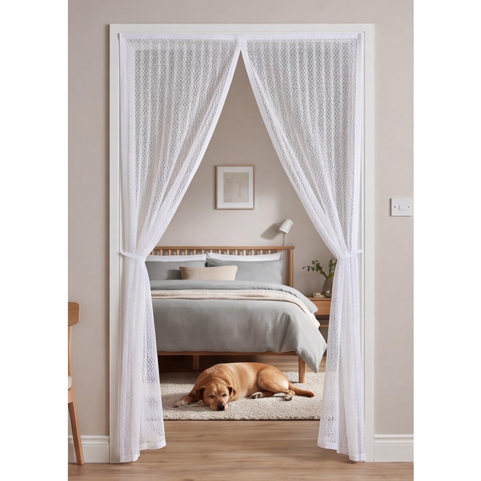 Moskitiera na drzwi 230 x 235 cm Kompletny zestaw instalacyjny Silne magnesy Magnetyczna zasłona moskitiera Automatyczne zamykanie do drzwi balkonowych, piwnicy i tarasu, biała