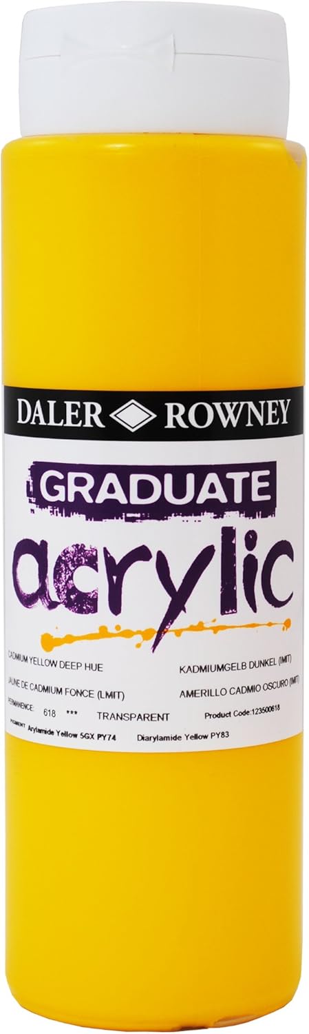Daler Rowney - Graduate Acrylic - 500ml Bottle - Cadmium Yellow Deep Hue