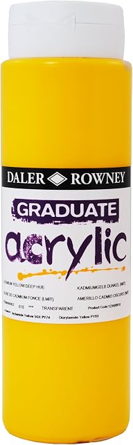 Daler-Rowney 123500618 GRADUATE ACRYLIC 500ML CAD YEL D HUE, Yellow