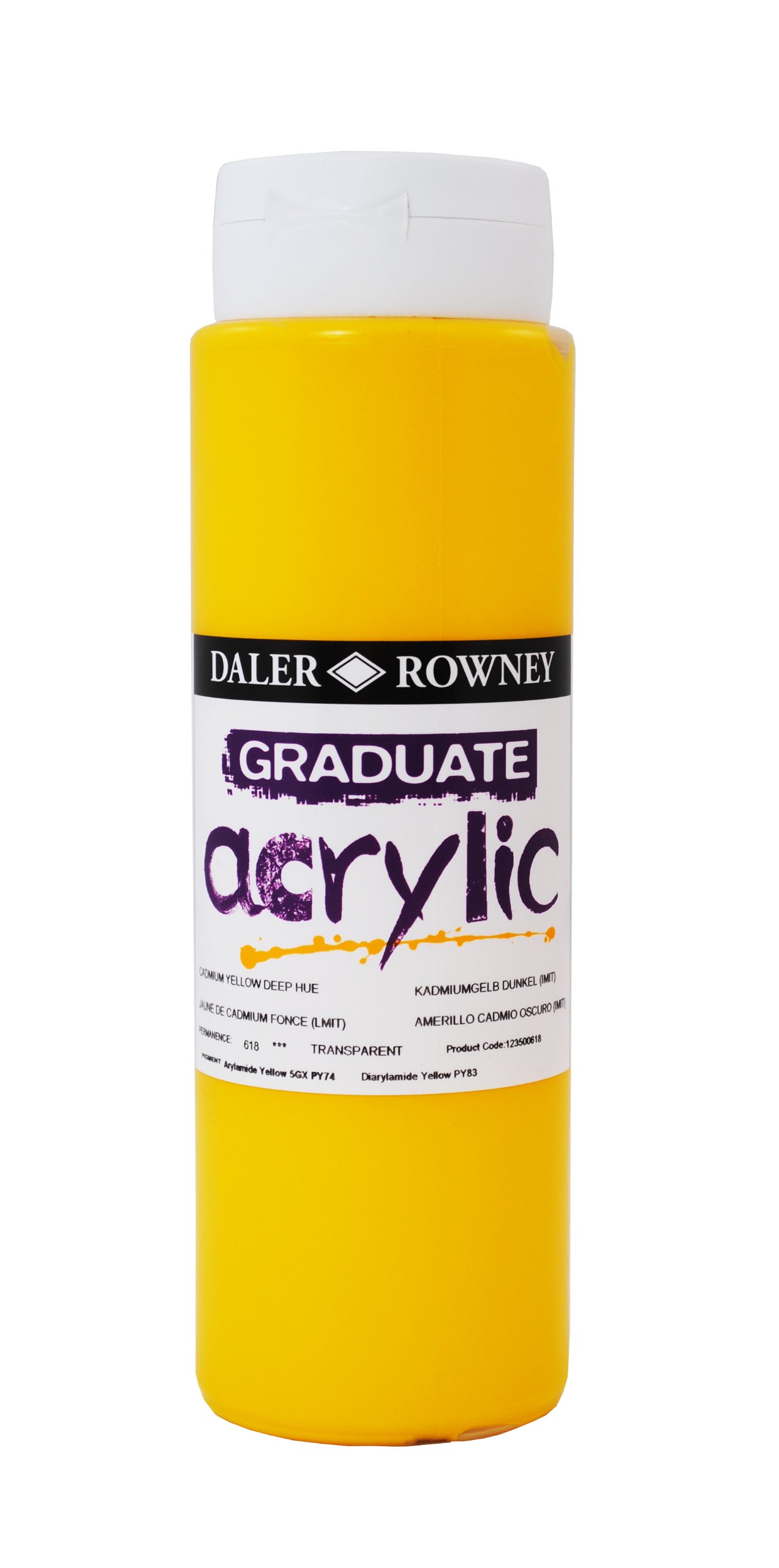 Daler Rowney 123500618 Graduate Acrylic Paint 500ml Cadmium Yellow...