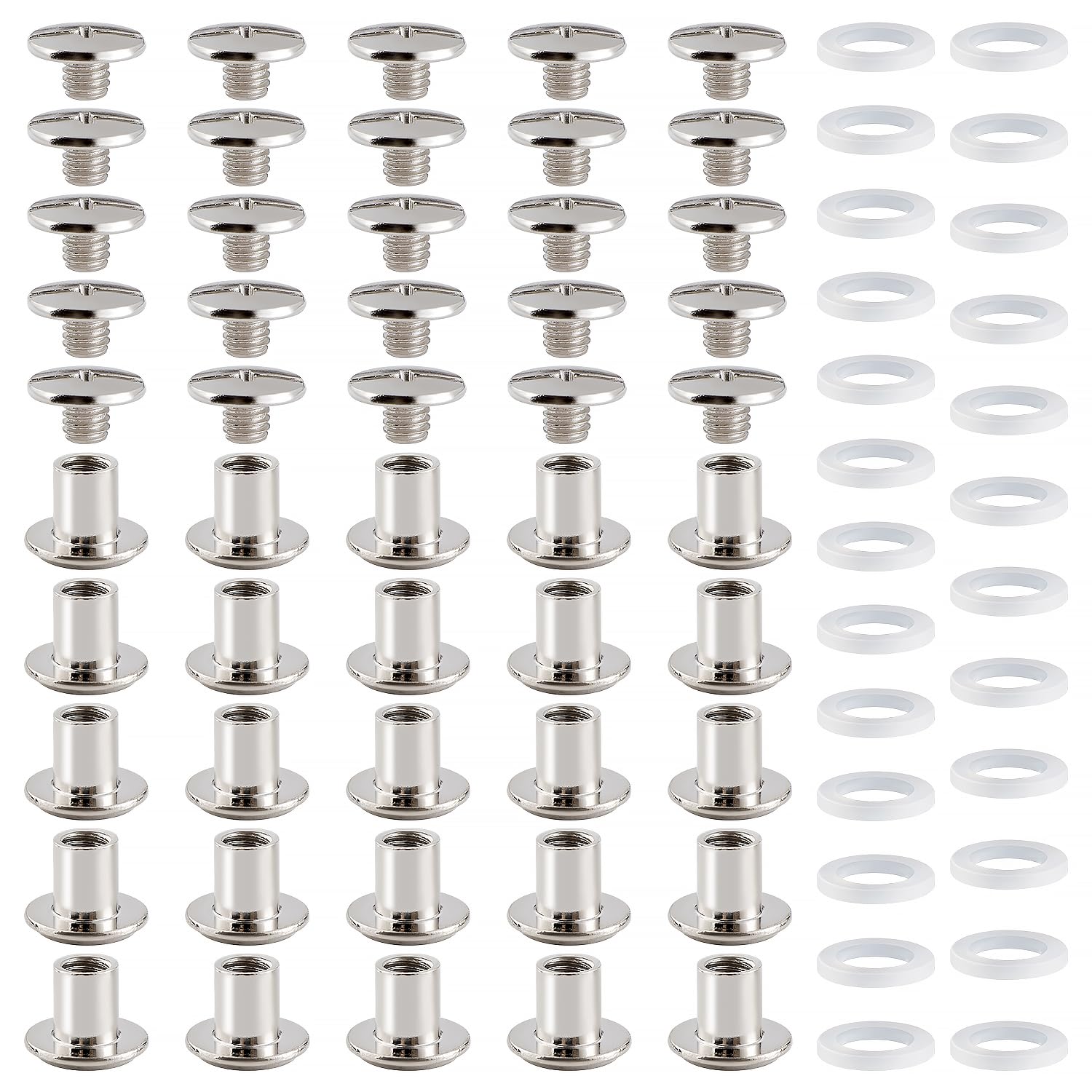 YIXISI 25 Set M5x6mm Chicago Binding Screws Kit, Book Binding Rivets, Leather Rivets, Binding Screws Posts