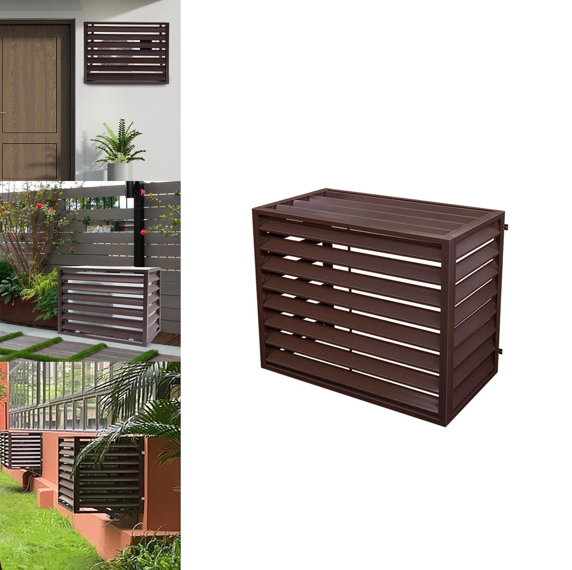 Ywanwj Brown B Ywanwaj Outdoor Condenser Protective Cover Air Source Heat Pump Cover 1.5P/2~3P/5P Aluminum Air Conditioner Top Cover Ac Privacy Fence For Ac Prevents Foliage Wee An Be Used Outdoors For Many Years