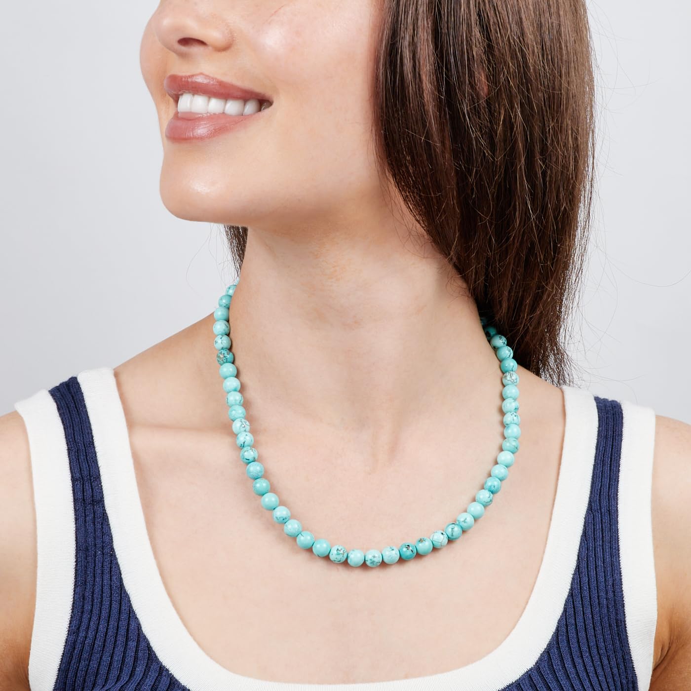Collar de Cuentas para Hombre | Collar de Cristal Curativo de Piedras preciosas Naturales para Hombres hecho a Mano Para Hombres (azul turquesa)