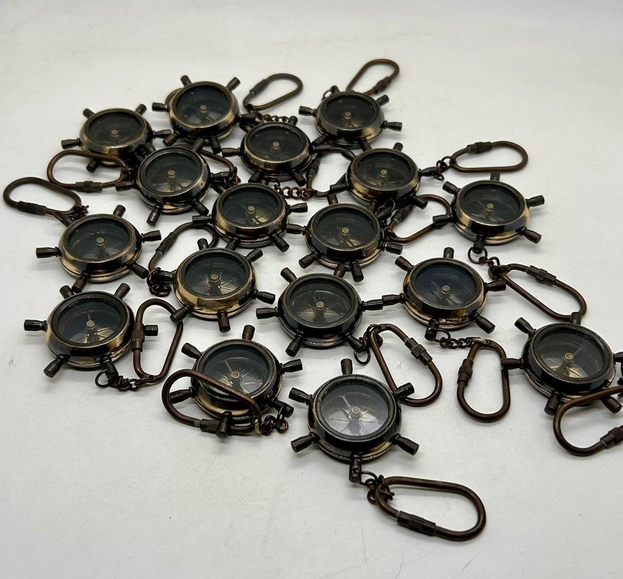 Nautical Brass Compass Keychain | Small Maritime Key Ring | Vintage Navigation Collectible Item | for Men Women Bag Key Pullout Tag Clip Holder Organizer Home Car Keys Finder image 4