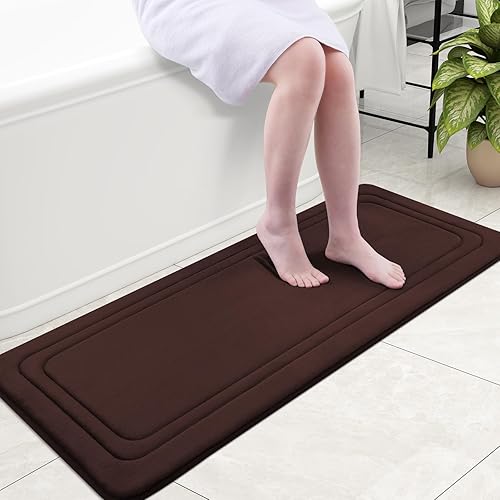 Miniatura 1 de Grandaily Alfombra de baño de espuma viscoelástica de 47 x 20 pulgadas, ultrasuave, antideslizante y absorbente, lavable a máquina, cómoda alfombra