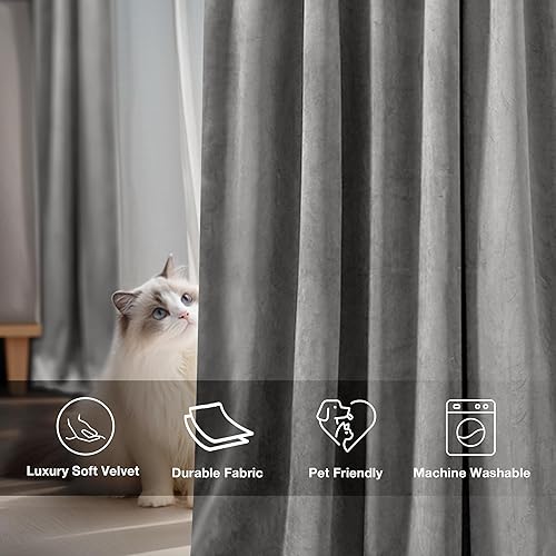 Miniatura 3 de StangH Cortinas de terciopelo blanco de dos capas, bloqueo de luz de lujo, insonorizadas, paneles de cortina de ventana de dormitorio, cortinas