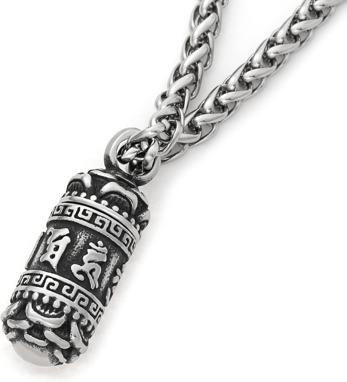 Tibetan Mantra Necklace Stainless Steel Keel Chain Meditation Healing Six Words Buddhist Jewelry Men Women - Image 2