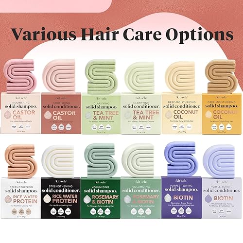 Miniatura 9 de Kitsch Juego de champú y acondicionador de aceite de ricino, aceite de ricino orgánico, cuidado del cabello para cabello opaco y seco, jabón