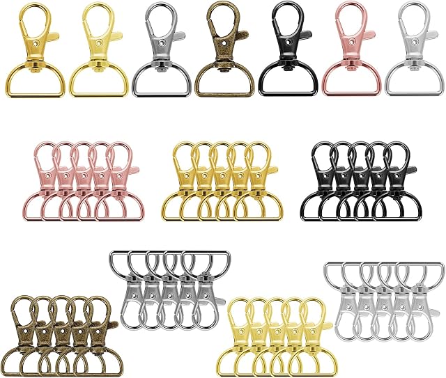 35PCS Swivel Keyrings Clasps, Swivel Lobster Keyrings Clasps, Swivel Trigger Snap Hooks with D Ring for Keychain Lanyard, Jewelry, DIY Crafts Supplies (Multiple Colors, 20mm)