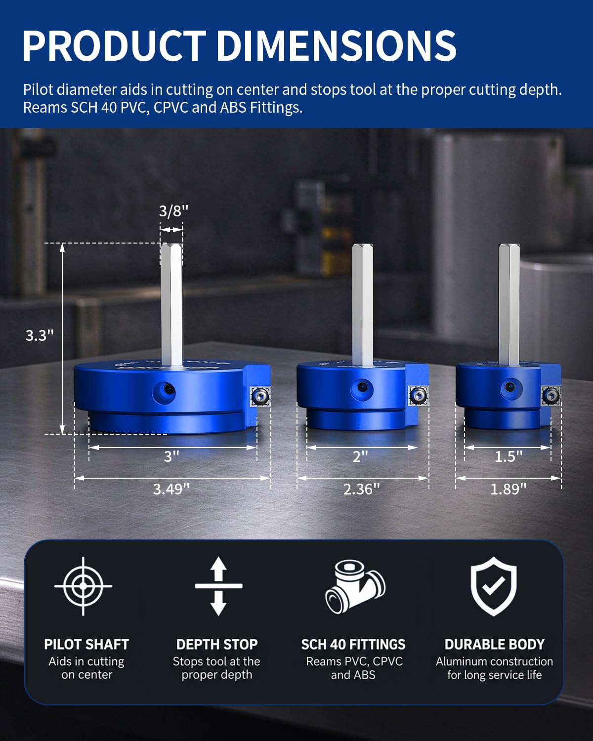 DAYDOOR PVC Pipe Reamer Kit - 3 Sizes -3 DAYDOOR PVC Pipe Reamer Kit - 3 Sizes -3