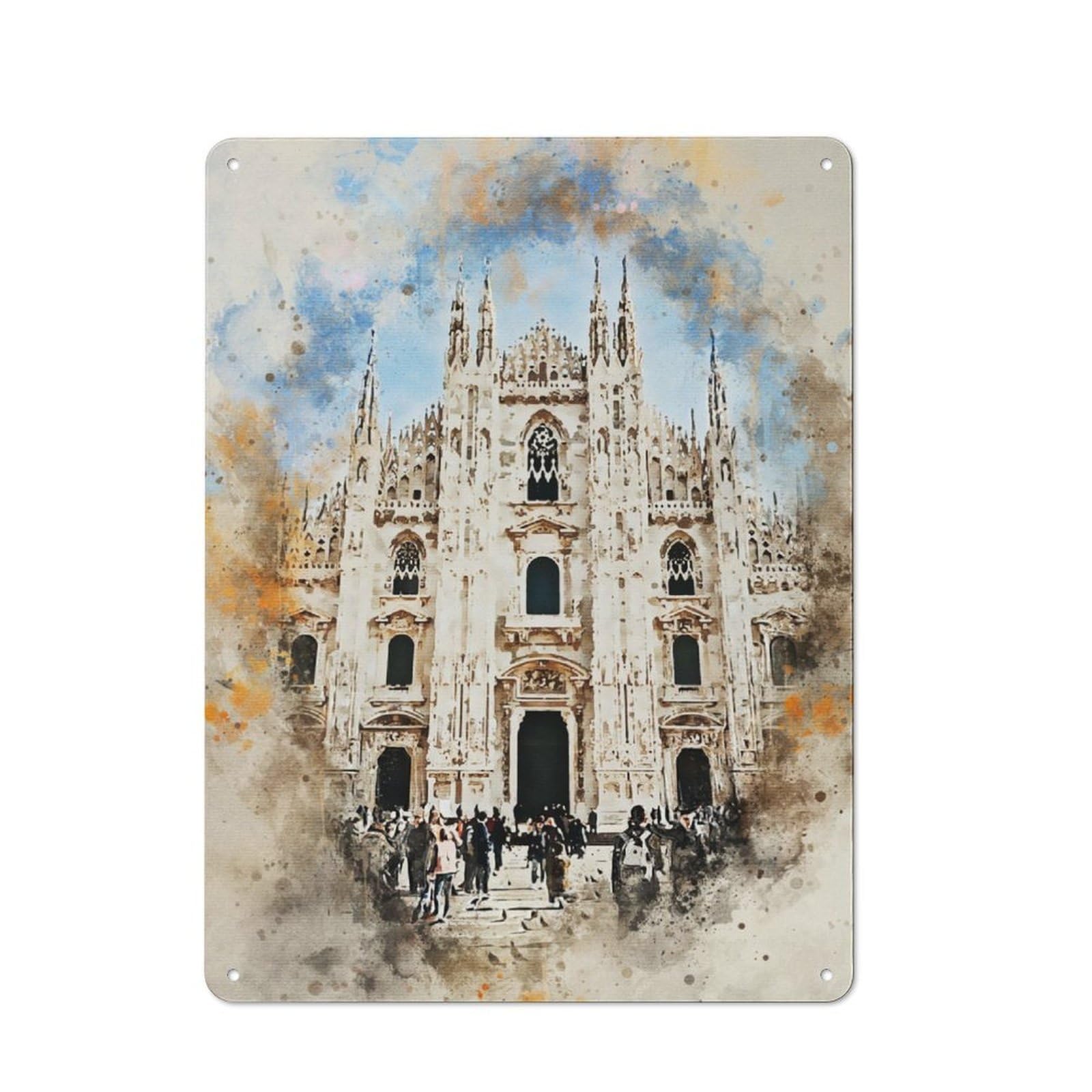 Junmoney Milano Italy Watercolor Tin Wall Plaque 40X30cm With For Studio Or Craft Room, For Cooler-Season Styling In Studio And Craft Room