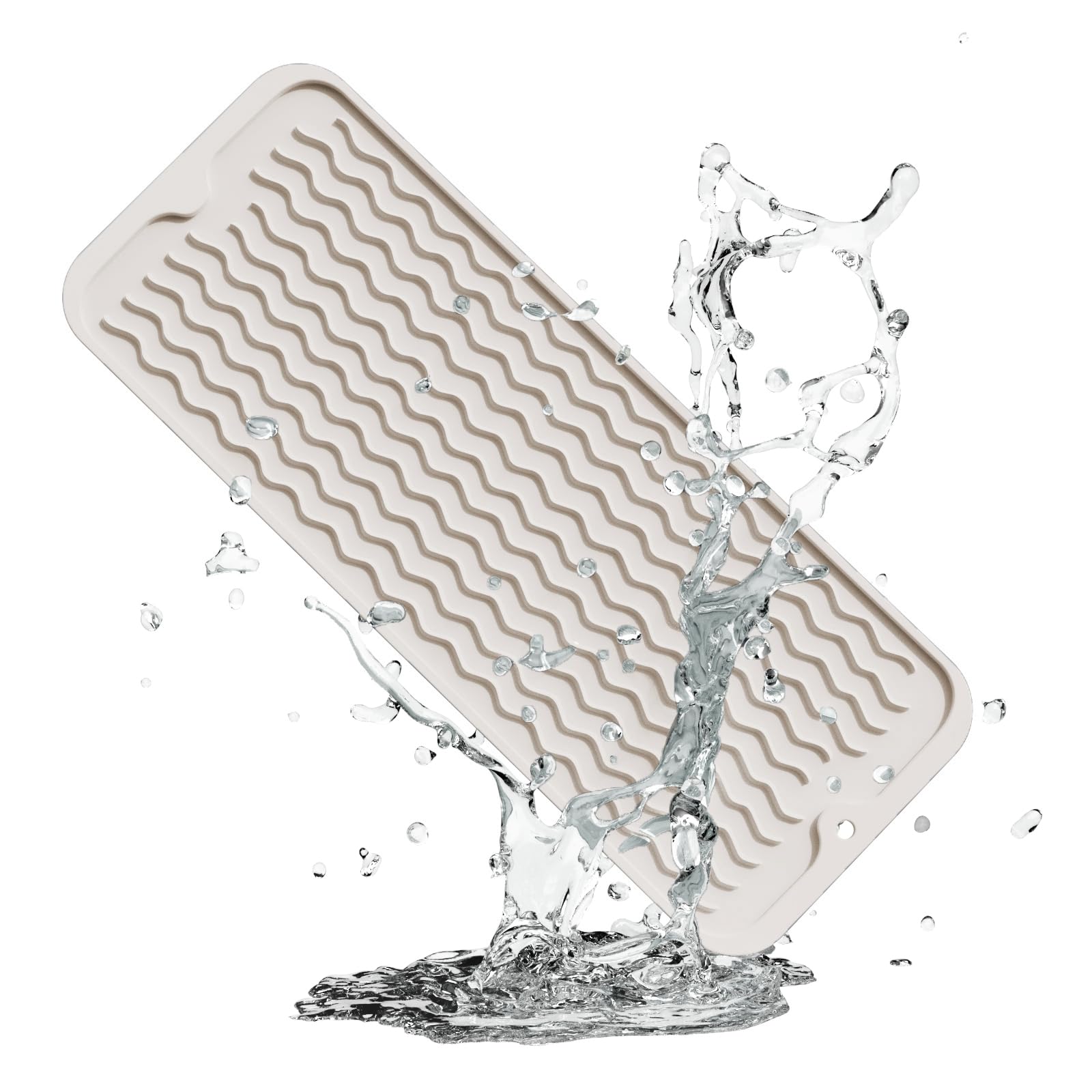 ZLR Silicone Sponge Holder & Sink Caddy Tray (6" x 17") - Narrow Dish Drying Mat for Kitchen Counter - Waterproof Soap Dispenser Organizer, Non-Slip