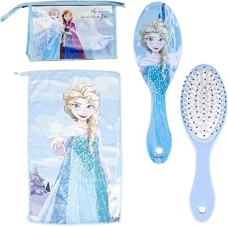 Neceser Frozen con Peine, Toalla y Estuche Portátil Completo para Viajes y Uso Diario - Estuche Aseo Frozen Licencia Oficial con Diseño Infantil y Juvenil de Disney