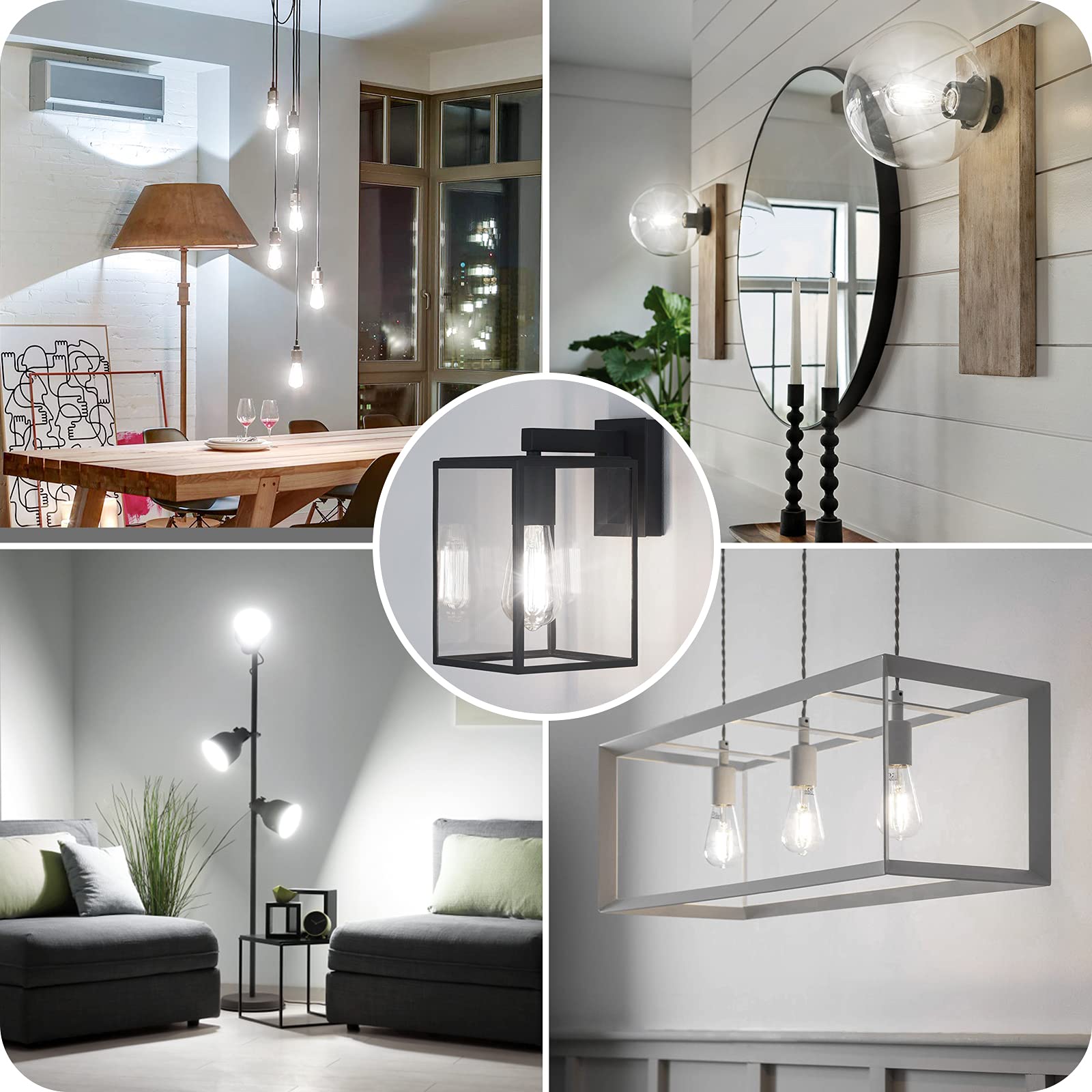 Paquete de 4 bombillas LED Edison E26 vintage equivalentes a 100 W, 1400 lm, alto brillo, 8 W, ST58, bombillas de filamento LED ST58, luz diurna, base media, CRI90+, vidrio transparente antiguo para
