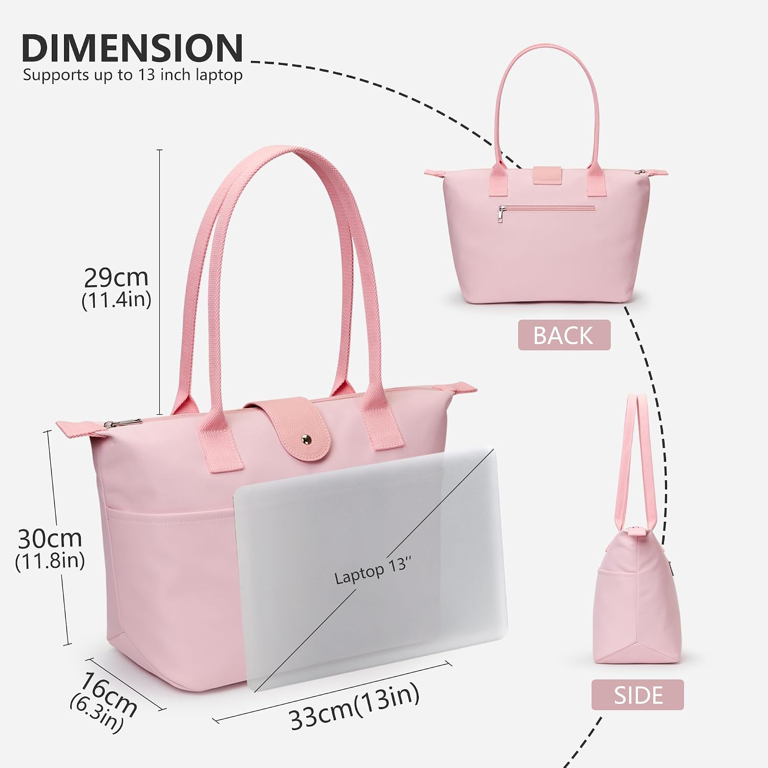 Tote Bag for Women, Casual Hobo Foldable Shoulder Zipper Handbag image 5
