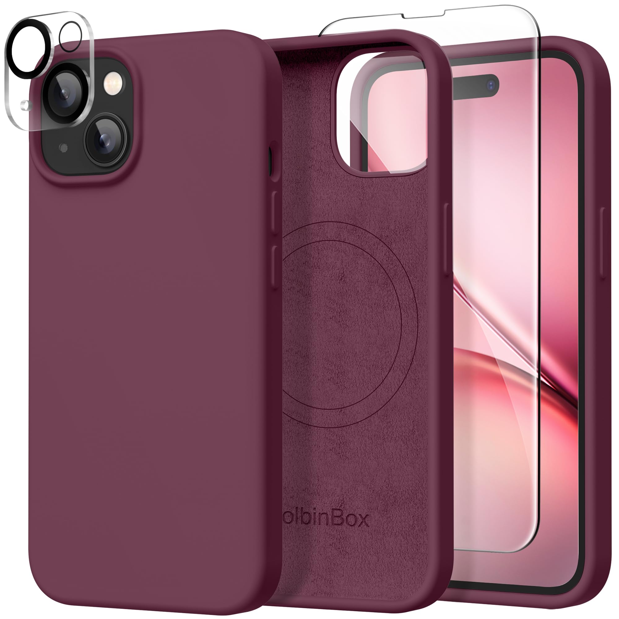 GolbinBox Magnetic for iPhone 15 Case, Compatible with MagSafe, [Soft Anti-Scratch Microfiber Lining], Slim Liquid Silicone Shockproof Protective