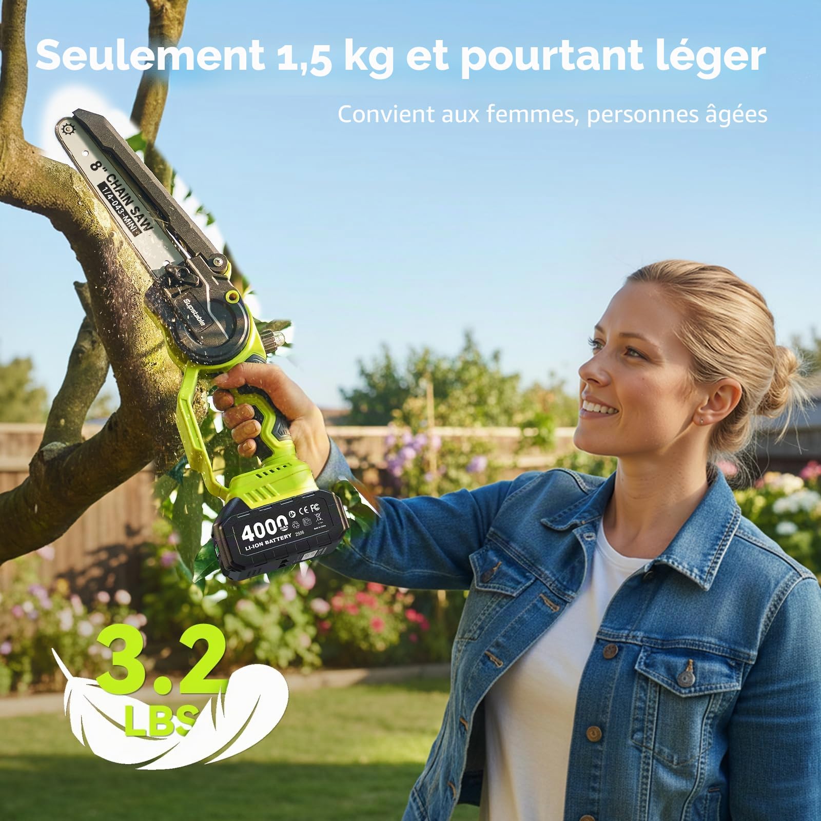 supstable Mini tronçonneuse, avec batterie 4.0