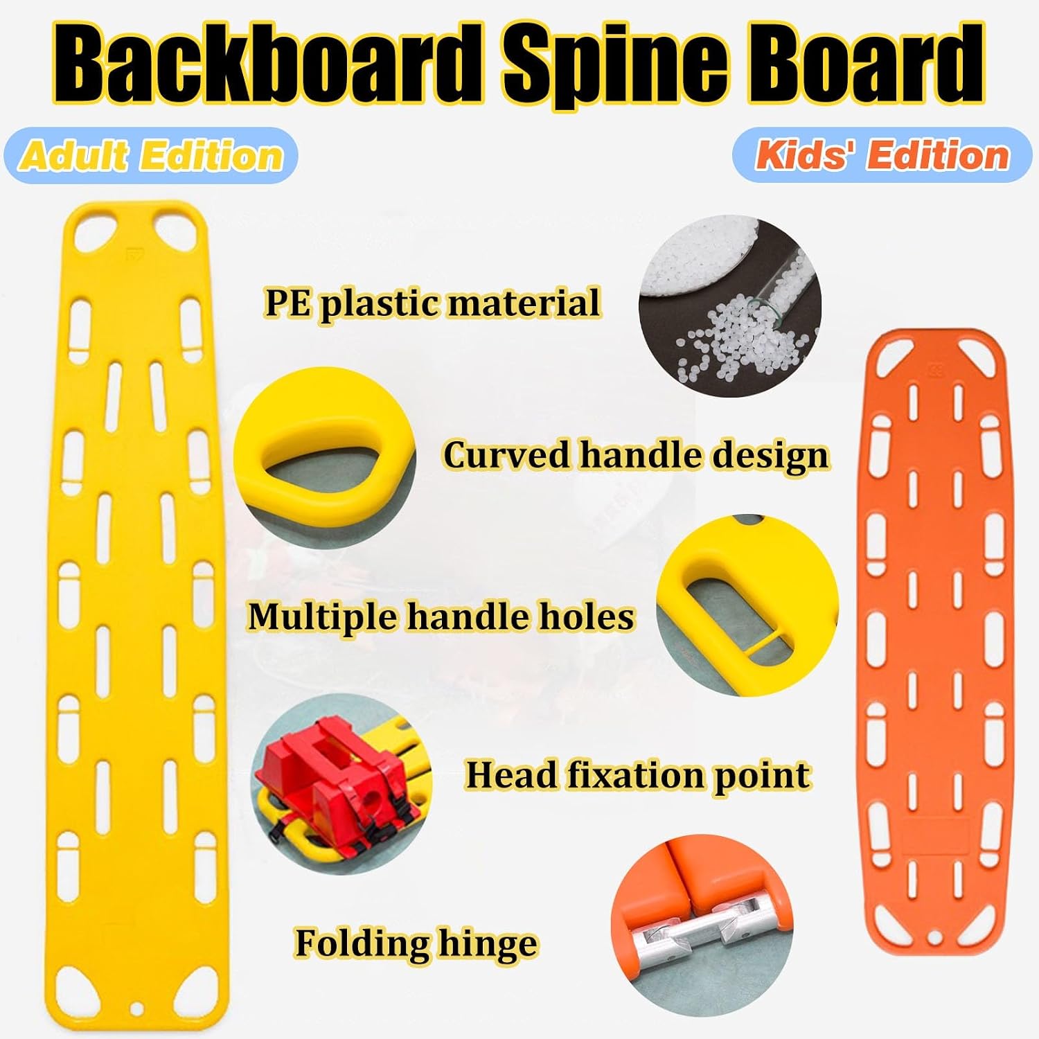 Lightweight Water Rescue Stretchers for EMS & First Responders - Buoyant Full-Body Gurney with Head & Backboard Immobilizer for Emergency Assistance