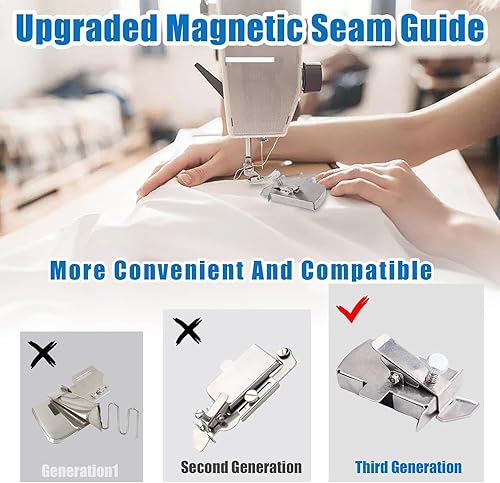 Miniatura 4 de Guía de costura magnética para coser Buddy de 2 piezas, guía de costura magnética para máquina de coser, regla de guía de costura multifuncional de