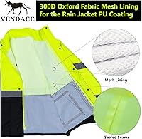 Vista 5 de VENDACE Trajes de lluvia de alta visibilidad clase 3, equipo de lluvia para hombre, chaqueta de trabajo de lluvia de seguridad reflectante de alta