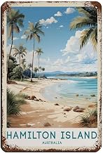 CRFDOLBD Hamilton Island Australia Vintage Travel Art Poster Retro Poster Metal Tin Sign Chic Art Retro Iron Painting Bar People Cave Cafe Family Garage Poster Wall Decoration Style8x12inch(20x30cm)