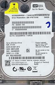 Amazon.com: WD5000BMVW-11AMCS0, DCM HBNTJANB, Western Digital 500GB USB ...