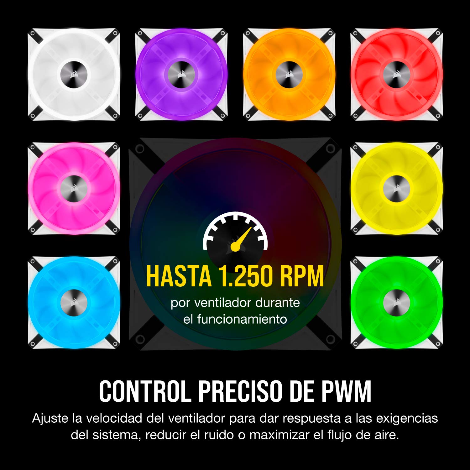 Corsair iCUE QL140 RGB, 140-mm-RGB-LED-PWM-Ventilador (34 LED RGB Controlables Individualmente, Velocidades de Hasta 1250 rpm, Silencioso) Paquete Individual - Blanco