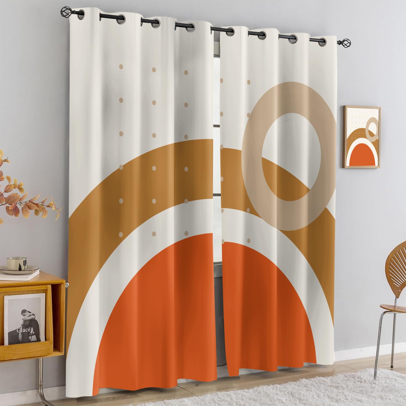 Tende Bohémien Semi-oscuranti Con Frutta Rossa – 2 Pannelli, 132x244 Cm, Tasca Per Asta, Per Camera Da Letto E Soggiorno