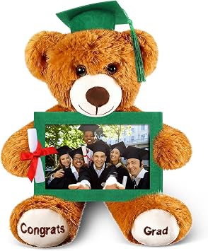 Leyndo Class of 2026 Graduation Bear 9 Inch Graduation Plush Bear with Picture Frame Diploma Cap Congrats Grad Stuffed Animal Keepsake Gifts for Preschool Kindergarten High School CollegeGreen